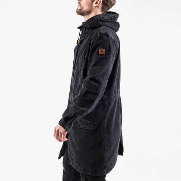 Parka jeans black profil cuir dcjeans